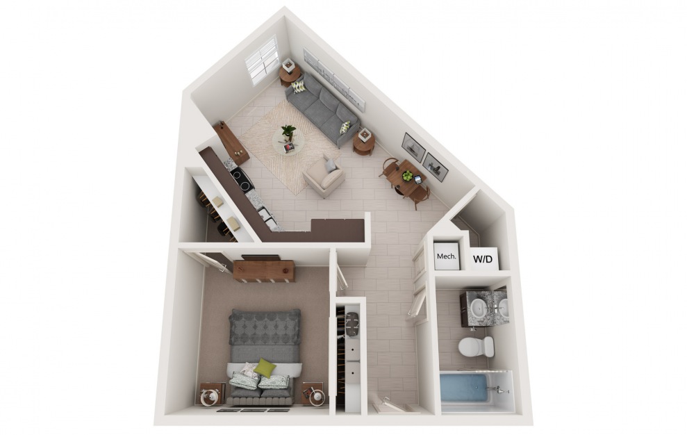 Bimini - 1 bedroom floorplan layout with 1 bath and 704 square feet.